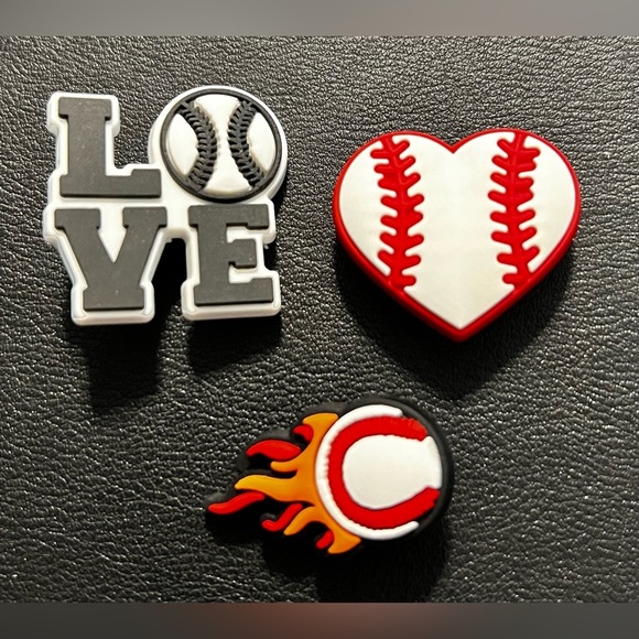 Baseball Fan Croc Shoe Charms - Set of 3 Jibbitz - Picture 1 of 2